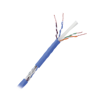 Bobina de cable de 500 ft ( 152.5 m ) de cable Cat6 de alto desempeño, super flexible, UL, color Azul, para aplicaciones de CCTV, HD, y redes de datos. Uso interior.